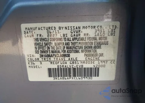 2012 Nissan Sentra 2.0 Sl z USA, uszkodzony, nr VIN 3N1AB6APXCL609930